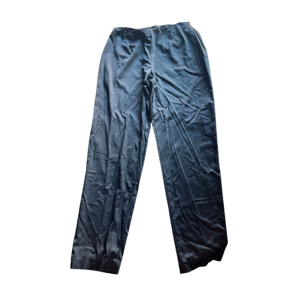 Yansi Fugel Black Satin Straight Leg Size Zip Pants 8